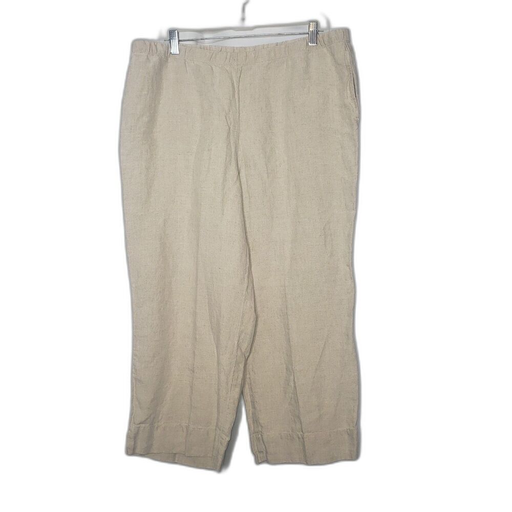 J. JILL Linen Tan Cropped Pants Womens Size Large